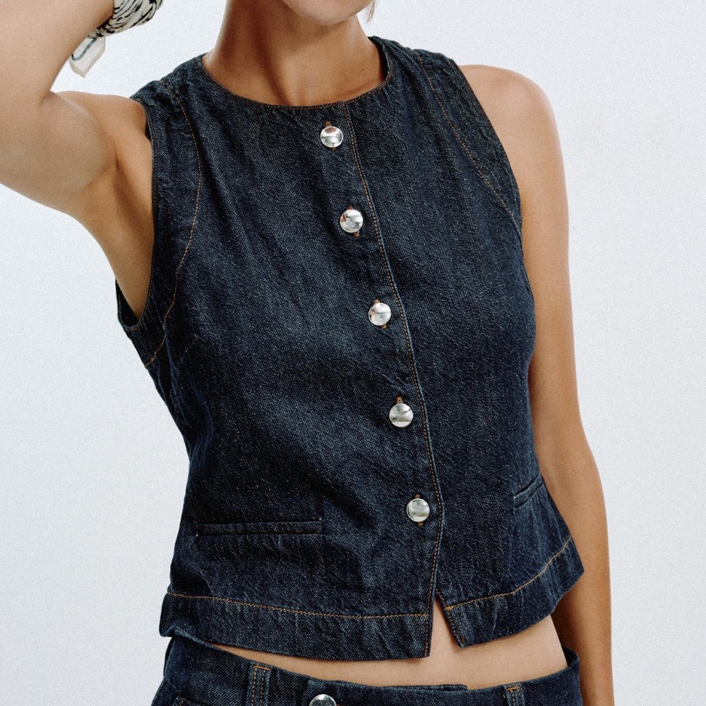 Zara FITTED DENIM VEST Z1975